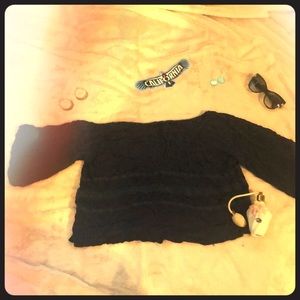 Blue peasant sleeve top